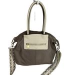 Perlina  Leather Top Handle Tote Satchel Crossbody Strap Taupe Bone Bag Purse Photo 6