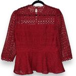 Moulinette Soeurs  by Anthropologie lace peplum top women's size 14 lined 3/4 slv Photo 5