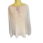 Gibson Dusty Rose Pink‎ Long Sleeve Tie Neck Dots Large Pink Photo 5