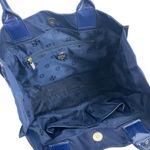 Tory Burch  Small Ella Patent Leather Tote Bag Nylon Purse Navy Blue Photo 7