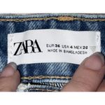 ZARA  Blue Denim Medium Wash Distressed Frayed Cut Off Jean Shorts Womens Size 4 Photo 3