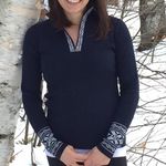 Meister Megan Jacquard Print Zip Neck Sweater Sz M Blue Size M Photo 4