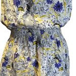 Parker ‎ Gray Yellow Purple Floral Print Sleeveless Silhouette Dress Silk Small Photo 2