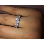 Boutique Sparkly Triple Row Eternity‎ Ring | 14k White Gold Plated Sterling Silver Photo 14