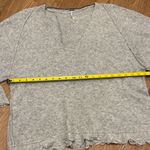 Free People  Small Gray Irresistible Wool Blend Fringe Oversized Pullover Sweater Photo 3