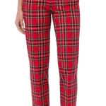 J.Crew Kelsey Holiday Pants Size 2 Red Tartan Plaid Ankle Crop Stretch 2196 Photo 0