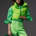 ZARA  lime green crop mini puffer vest M Photo 0