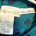 Vintage California Girl Maxi Dress 80s Long Sleeve Belted Turquoise 12 Blue Photo 4