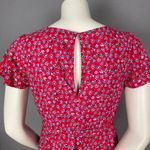 My Michelle  Sundress‎ Red Floral Ditsy Print Dress Medium Flutter Sleeves V-Neck Photo 6