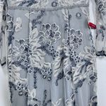 Mac Duggal Floral Embroidered Illusion Long Sleeve Gown Platinum Silver NWT 8 Photo 6