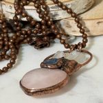 Rose Quartz Heart Necklace with Quartz Points, Kyanite and on 36” chain Pink Photo 6