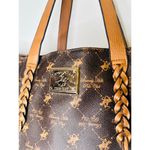 Beverly Hills Polo Club Brown Braided Handle Large Size Tote Handbag Photo 8