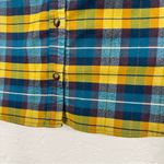 LL Bean Yellow Blue Plaid Button Down Shirt Womens L Casual Classic Flannel Fall Size L Photo 1
