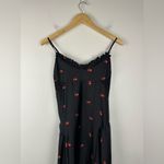 Free People On My Own Floral Satin Smocked Midi Dress Women’s Sz M Black Size M Photo 3