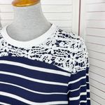 Hazel Crochet Lace Detail Striped Long Sleeve Shirt Blue White Small Photo 4