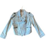 Club Monaco blue denim croppedâmoto jacket size 4 Photo 8