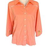 Eastwood Ranch Western Button Down Shirt Rose Embroidery Lace Peach L Orange Size L Photo 0