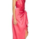 L'Agence Rose Silk Sarong Wrap Skirt Midi Dress Coral Rose Womens Size 8 Photo 1