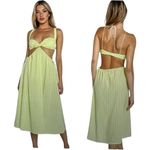 For Love & Lemons NWT Maureen Midi Gingham Green White Cutout Dress Size Small Photo 5