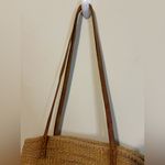 Vintage Handmade Woven Sisal Market Tote Bag with Leather Handles Brown Photo 5