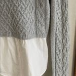 Anthropologie Maeve Cable-Knit Layered Sweater Gray Photo 8