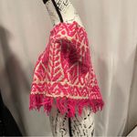 Vintage 50’s? Yarn canvas poncho boho festival gypsy pink party glam handmade Photo 5