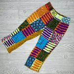 Women’s patchwork cropped long pants capris boho / Hippi rustic pants small Orange Photo 0
