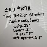 True Religion Women's Jeans 27x31 Blue Denim Cotton Stretch Straight Leg Zip Fly Photo 12