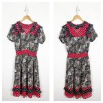 Vintage Diane Freis Floral Polka Dot Midi Dress Maximalist Lightweight Ruffle Black Size M Photo 2
