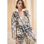 Ulla Johnson Adelaide Fossil Print Silk Long Sleeve Ruffle Mini Dress Size 8 Photo 16