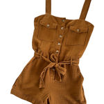 Sézane Federica Brown Short Romper Cotton Gauze Women’s Size FR 38 / US 6 Photo 0