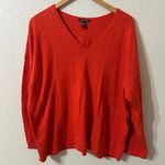Eileen Fisher Organic Linen Cotton Blend V Neck Long Sleeve Sweater Red Size XL Photo 1