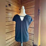 Cooper and Ella  black v neck ruched sleeve with key hole detail in back medium t Photo 3