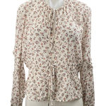 Blue Life  Multicolor Floral Ruffle Tie Front Long Sleeve Peplum Blouse Top Sz M Photo 0