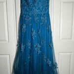 La Femme • Gown Formal Dress • Tulle Embroidered Rhinestones • Floral • Size 10 Photo 0