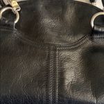 Alfani  BLACK LEATHER SHOULDER BAG DOMED SHAPE BRAIDED HANDLES SILVER ACCENTS Photo 3