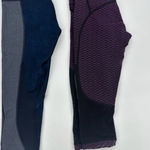 Lululemon  Mixed Lot Of 2 Cropped Leggings Black Sz 4 Blue And Purple‎ Photo 0