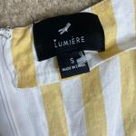 Lumiere Yellow White Stripe Button Down Faux Wrap Dress Photo 3