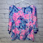 Lilly Pulitzer Women Fan Sea 001394 Periwinkle Waverly Top Blouse Size XS Floral Photo 0