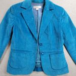 Petite Sophisticate Womens Blazer 2 Blue Velour Jacket Cropped Stretch Pockets Photo 7