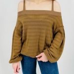 Free People  off the shoulder boho crocheted top longsleeve tan size s Photo 2