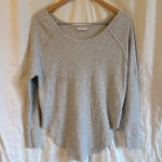 Aritzia Tna Alder Long Sleeve Scooped Neck Waffle Knit Casual Thermal Top Gray Photo 0