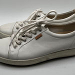 Ecco  Women Soft 7 White Leather Comfort Lace Up Casual Sneakers Shoes Size 8-8.5 Photo 0
