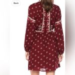 Lucky Brand Border Print Maroon Red Peasant Floral Pattern Dress Size S Photo 2