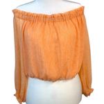 EXPRESS Peach Paisley Print Off The Shoulder Blouse X-Large Photo 11