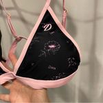 DIXXON NWT black pink peonies tanning suit bikini top swim beach pool triangle Size XL Photo 9