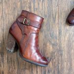 Frye • Patty Riding Bootie brown leather Redwood ankle boot heeled strap buckle Photo 8