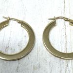 Solid 14K yellow gold flat hoop earrings, made in Italy Photo 6