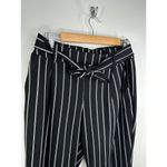 Violet & Roses Black White Striped Belted Tie Waist Pants Women's Size 10 Photo 4