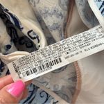 ZARA  Wide Leg Paisley Print Pants Linen Blend Blue White M Photo 9